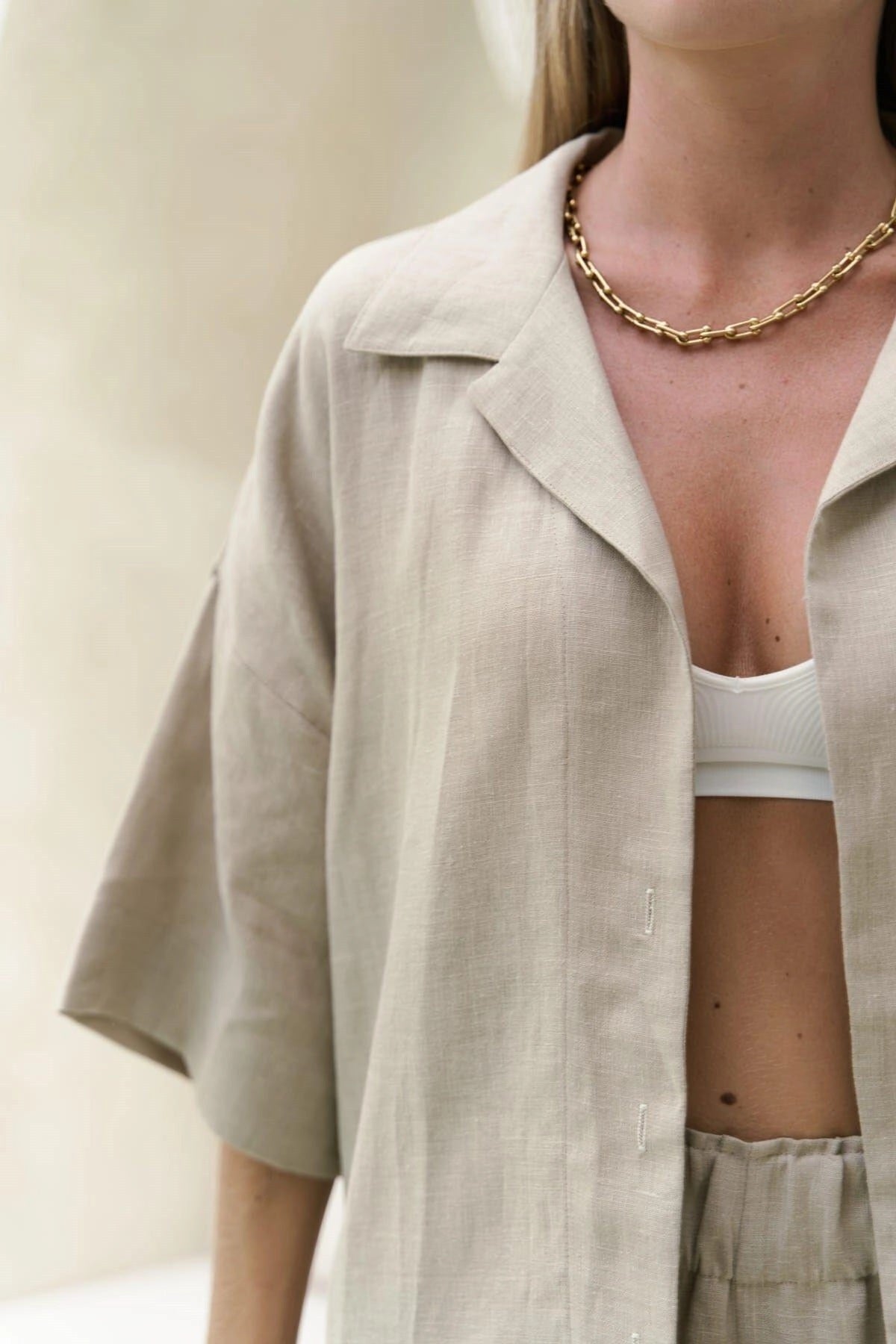 Two-Piece Linen Set – Oversized Shirt & Wide-Leg Pants