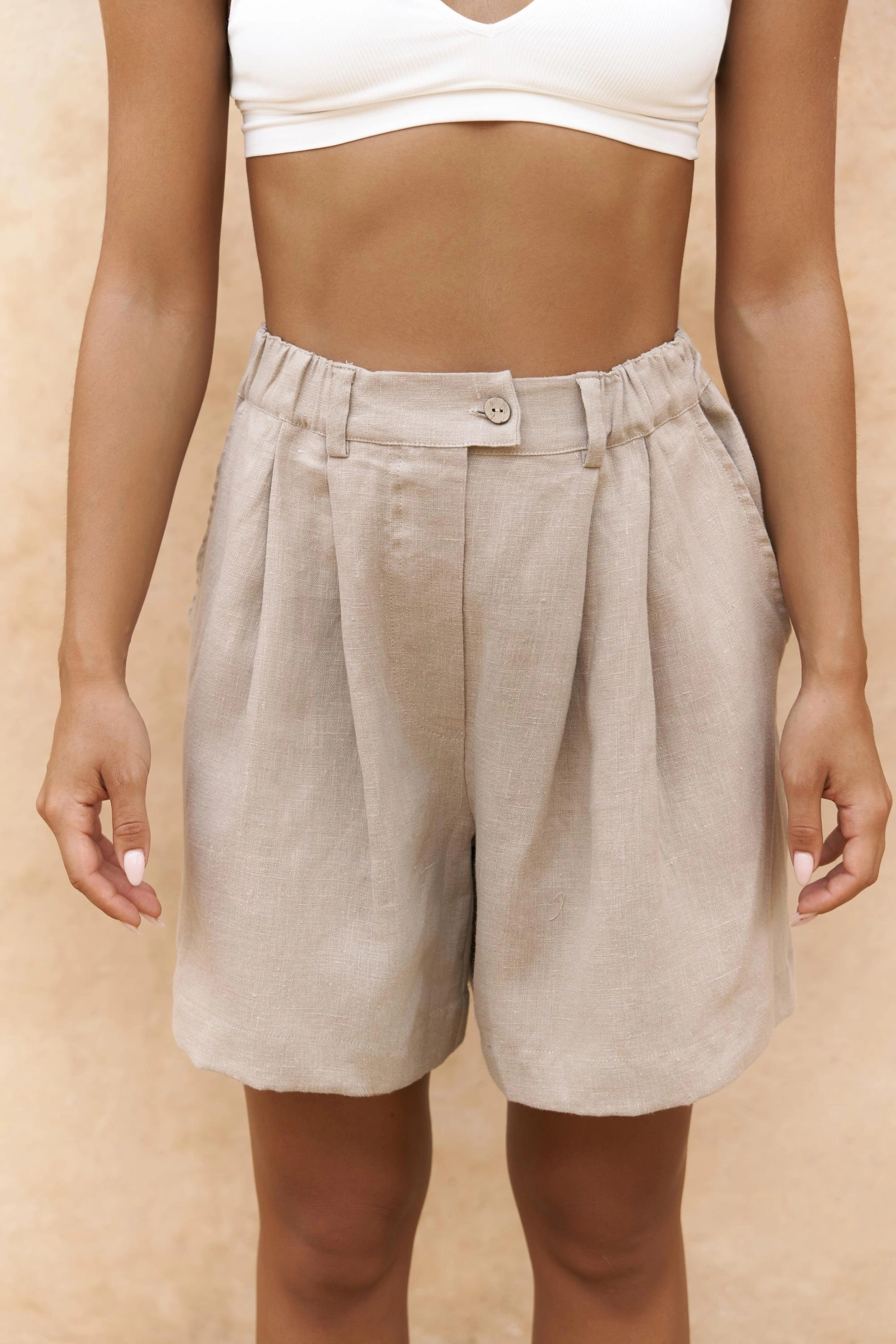 Cotton-linen summer co-ord set in beige