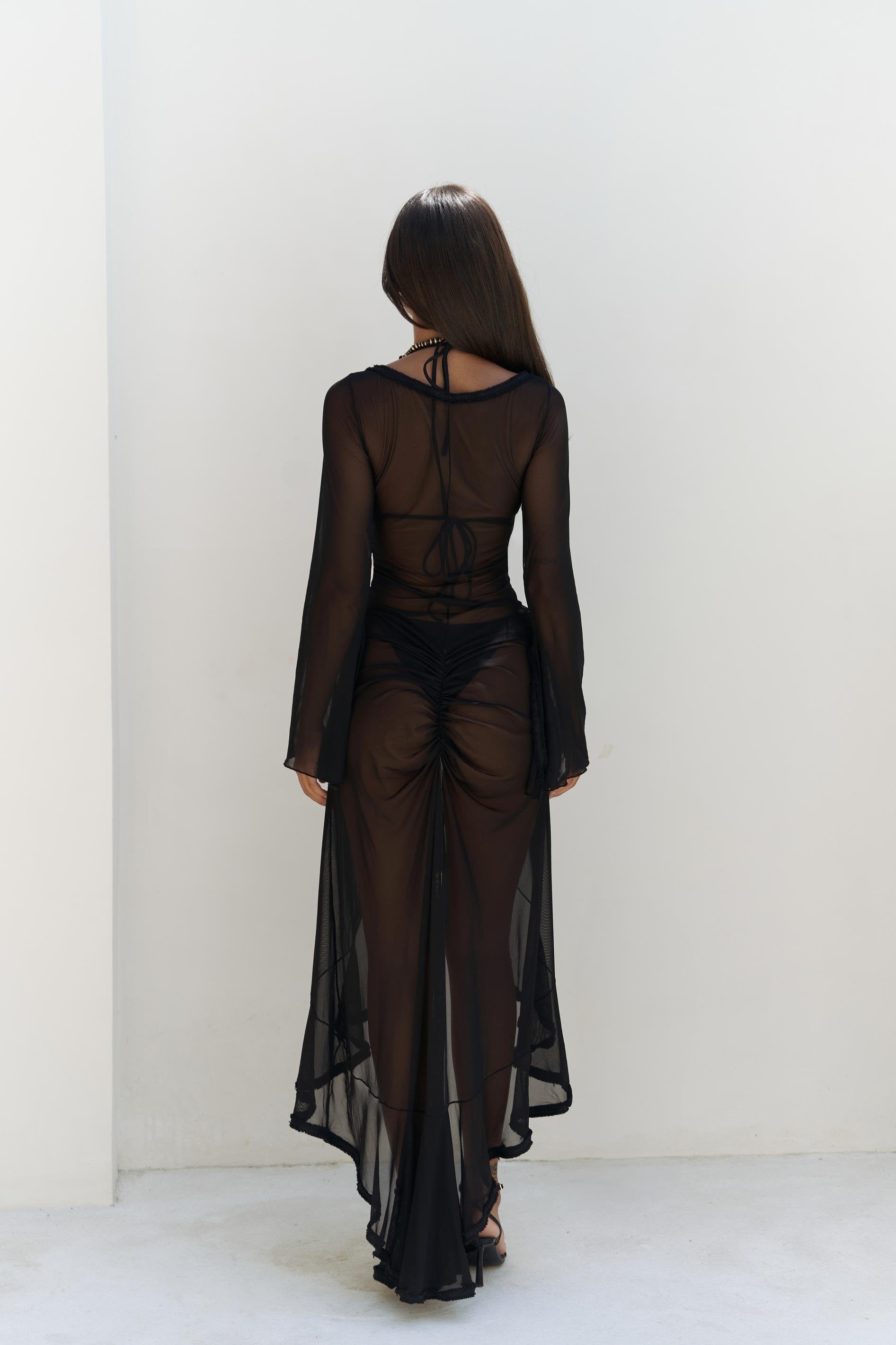 Eclisse — Sheer Ruffle-Edge Mesh Dress