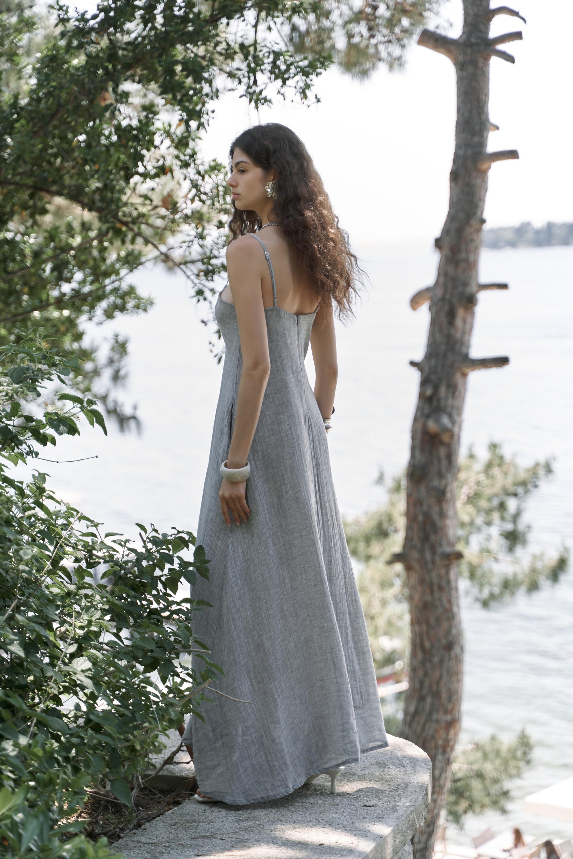 Midas — Maxi Linen Dress in Ash Grey
