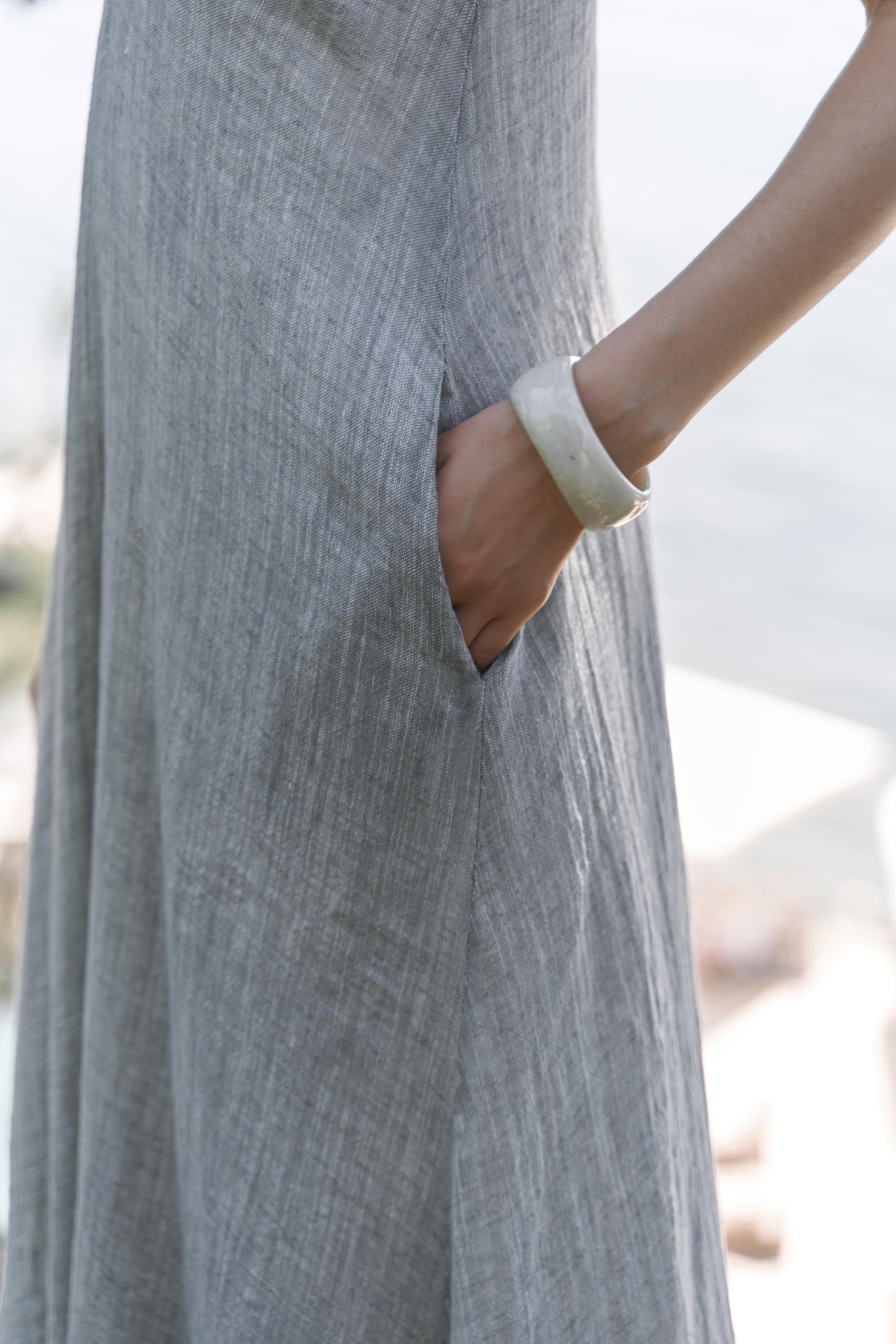 Midas — Maxi Linen Dress in Ash Grey