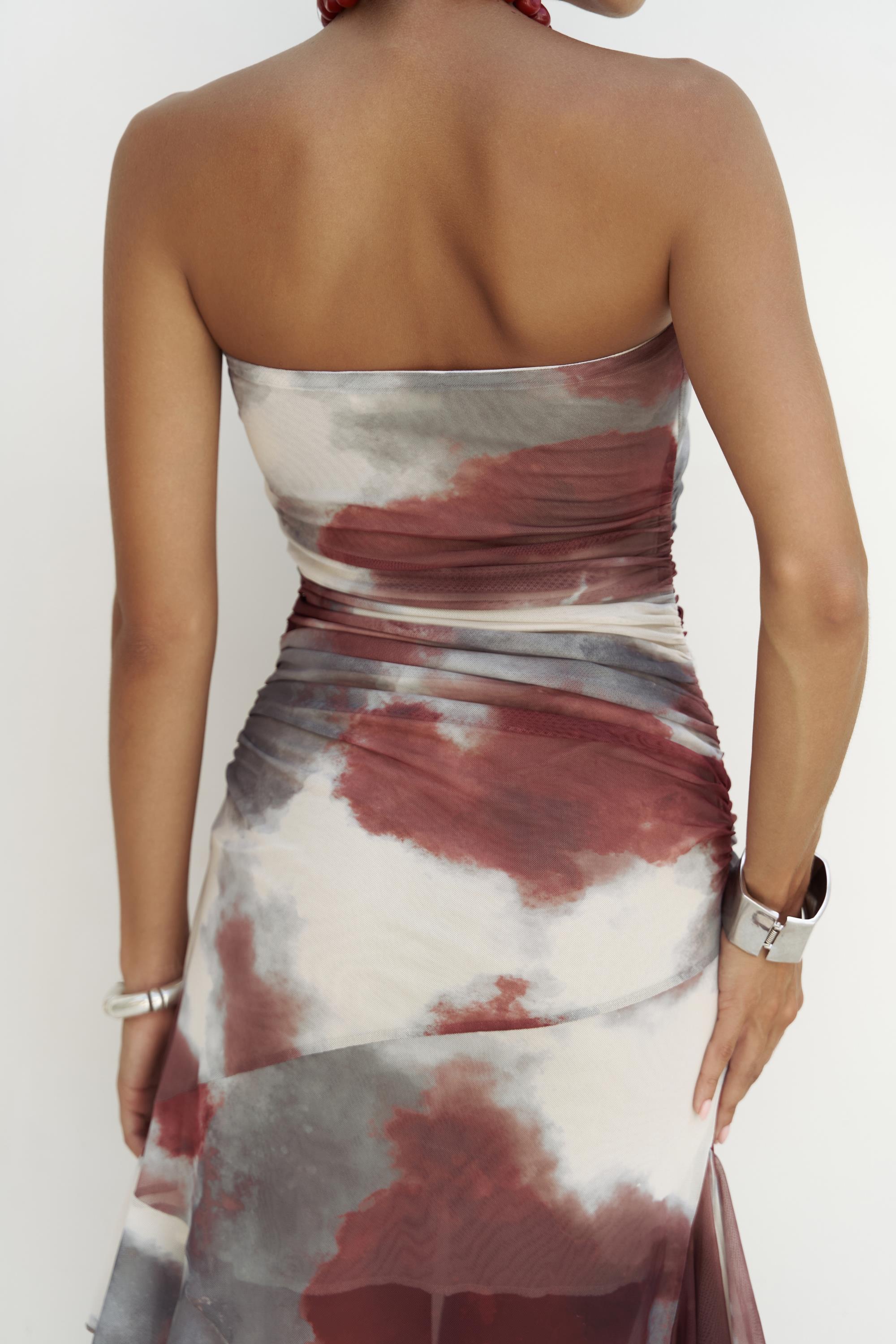 Saphira — Strapless Ruffle Dress - Marble Patterns