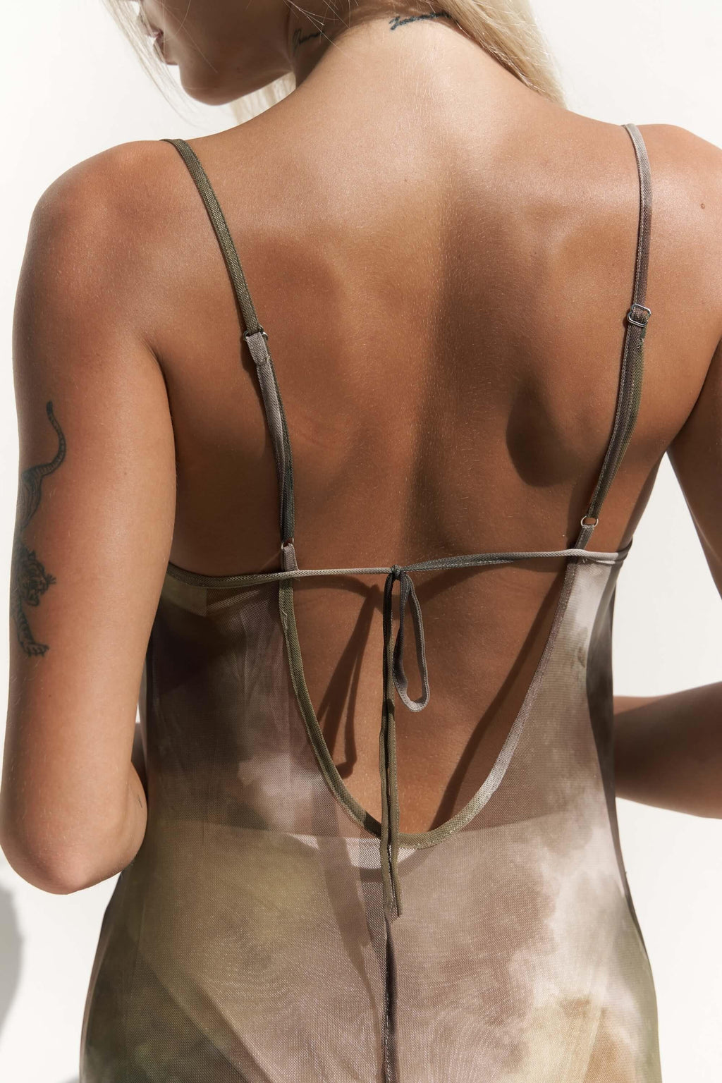 Elowen — Cowl-Neck Marble Slip Dress