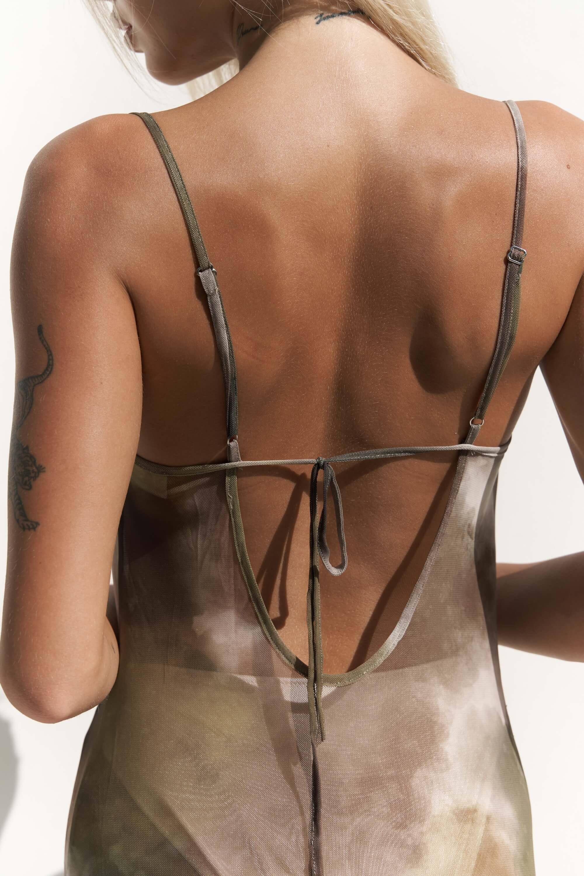 Elowen — Cowl-Neck Marble Slip Dress