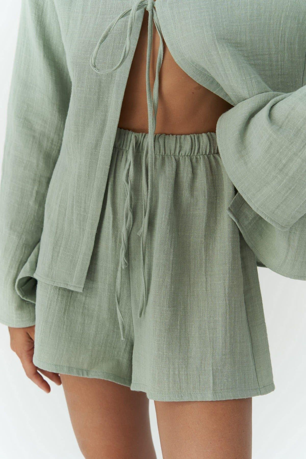 Boho-chic summer co-ord in light green