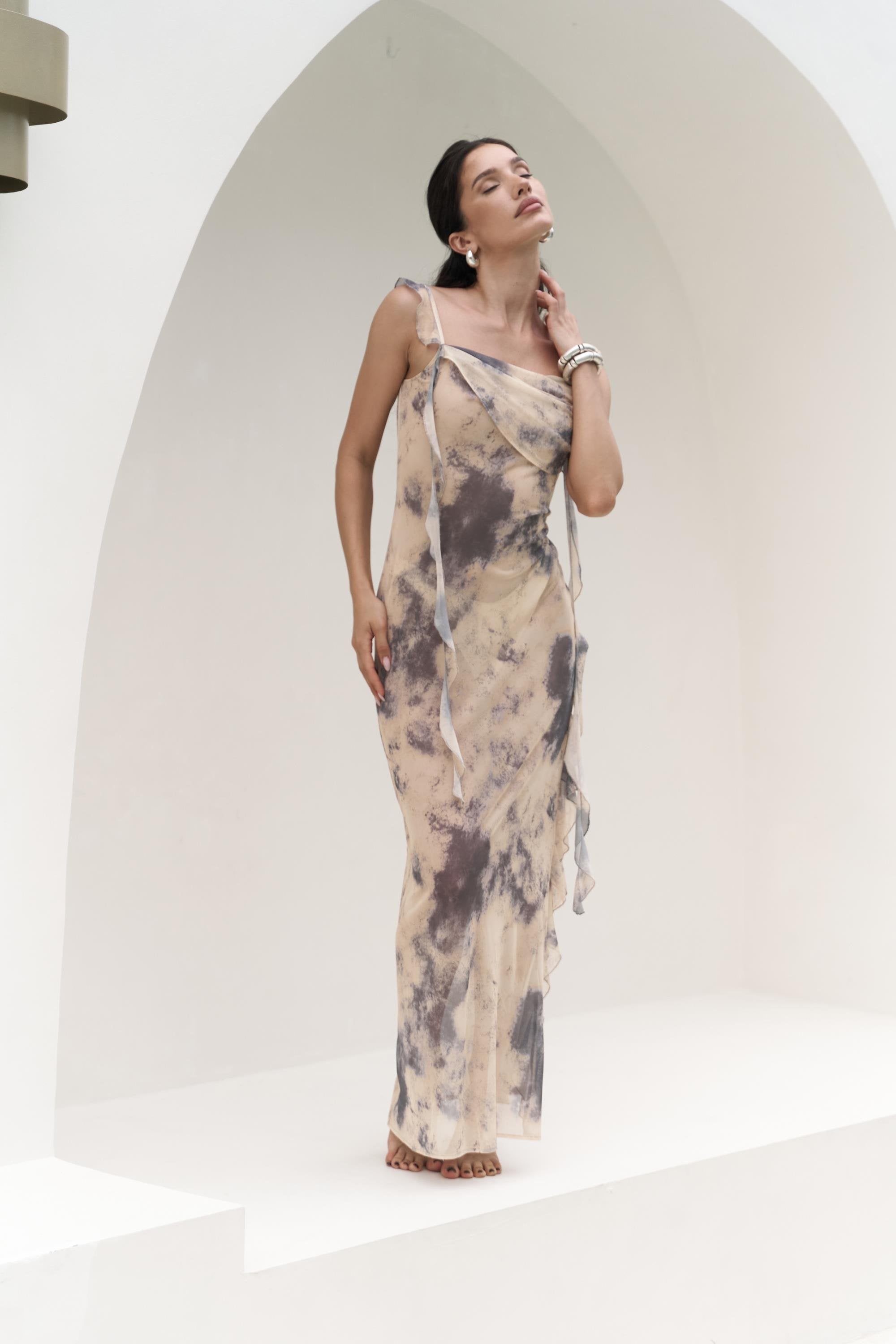 Styled look: Naiara sheer maxi beachwear layered over pastel bikini